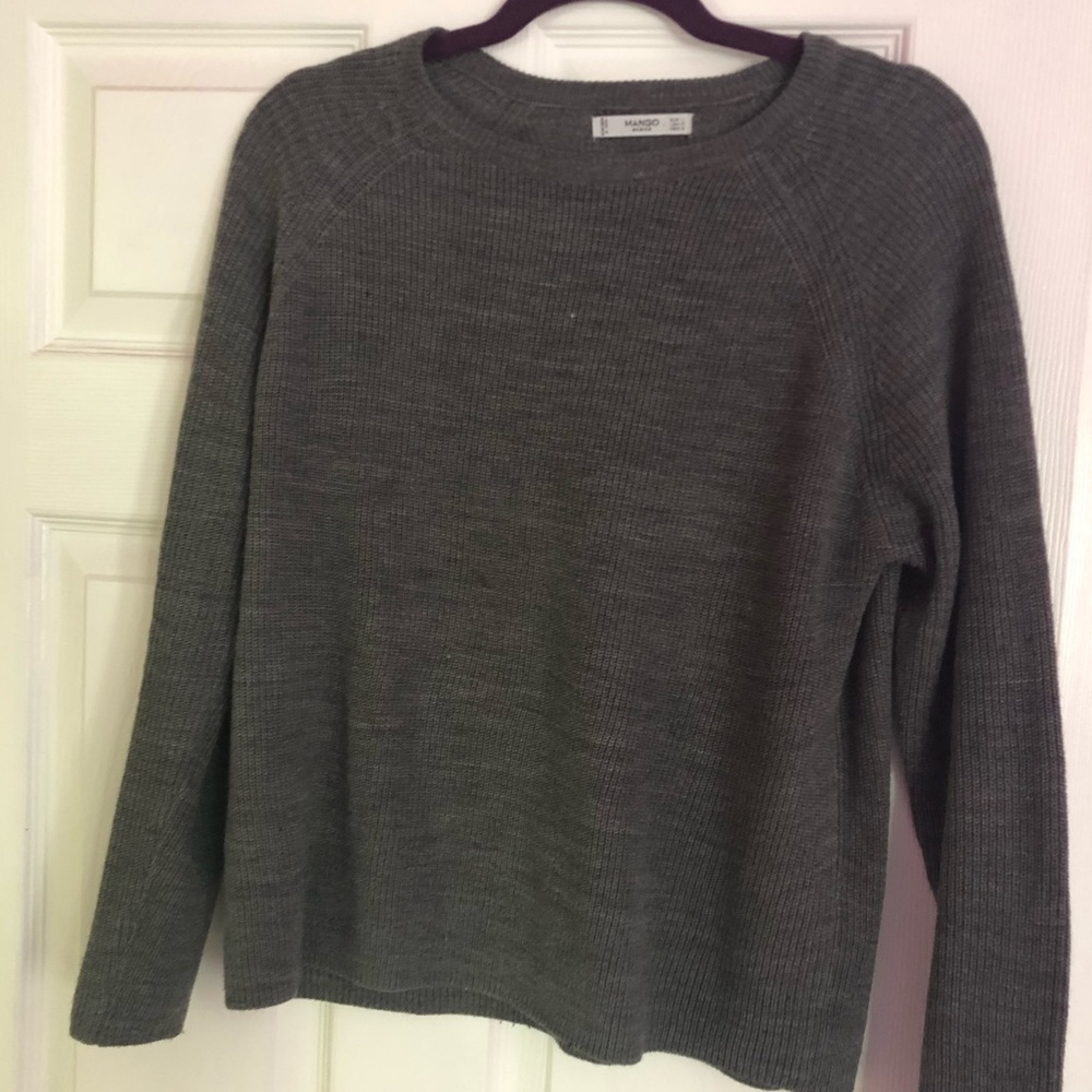 MANGO Gray Knit Sweater (Size: M)